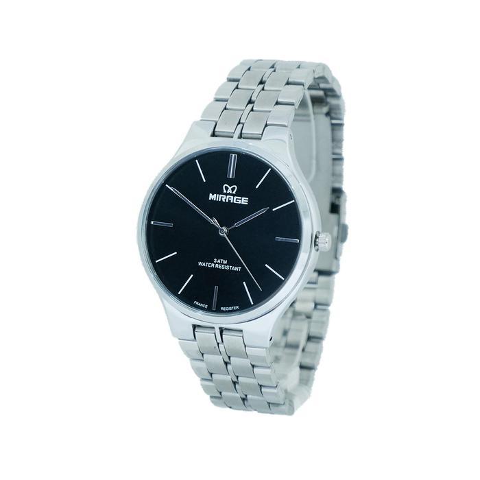 Jam Tangan Pria Anti Air Mirage Analog 18602 M Silver Kasual Stainless