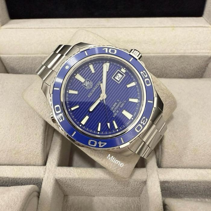 JAM TAG HEUER AQUARACER CALIBRE 5 AUTOMATIC CERAMIC BEZEL BLUE DIAL 41MM ORIGINAL