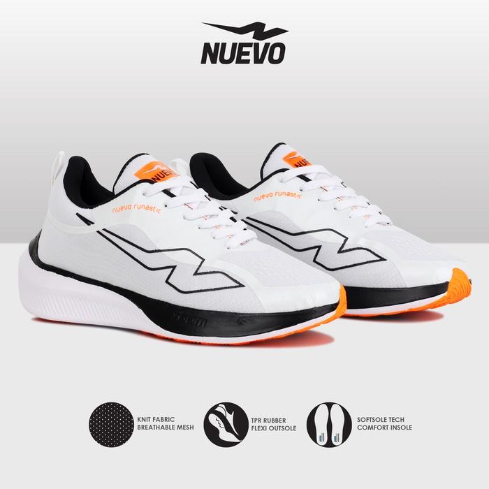 NUEVO - Runastic White Orange/Black | Sepatu Olahraga Pria | Sepatu Running | Sepatu Pria