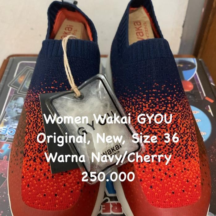 Wakai Women Knit GYOU Original New Size 36 Warna Navy Cherry Sepatu Wanita Terbaru Shoes