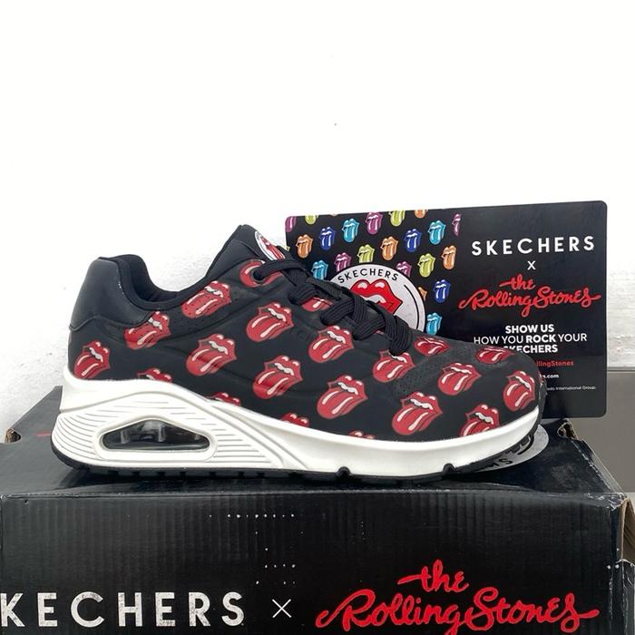 SKECHERS UNO X ROLLING STONE WOMENS SNEAKERS - BLACK