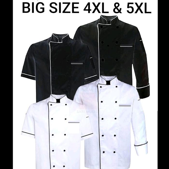 Srm Baju Chef Ukuran Jumbo 4XL & 5XL Bahan Drill pria dan wanita