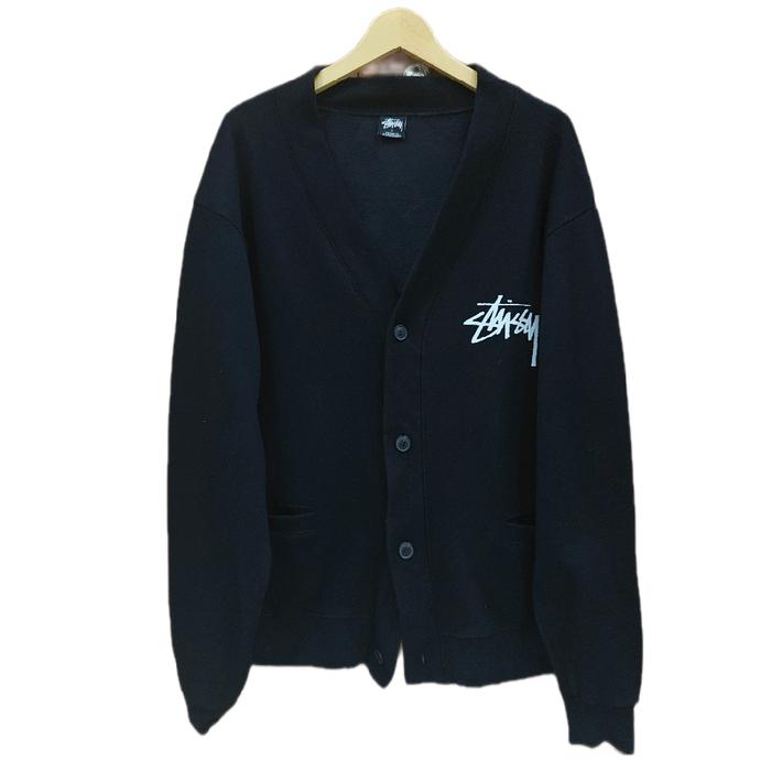 Stussy Fleece Double Pocket Jaket Cardigan Pria