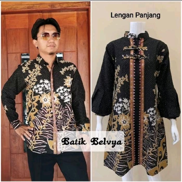 set couple Batik full furing trikot/ Batik sragen / batik solo / dress batik / tunik batik / kemeja 