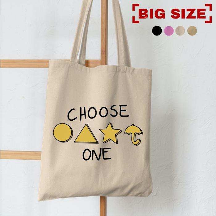 Totebag Resleting Motif Squid Game Permen Gulali Kapasitas Besar Ukuran 40x35 Premium Cocok untuk be