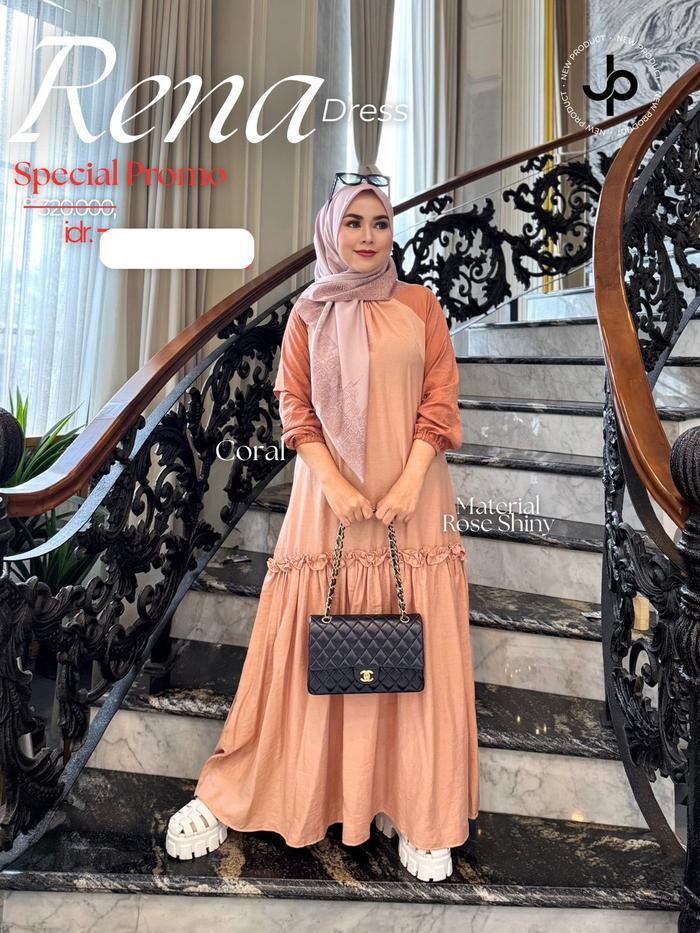 Gamis Journey Rena Dress Bahan Rose Shiny Muslim Simple