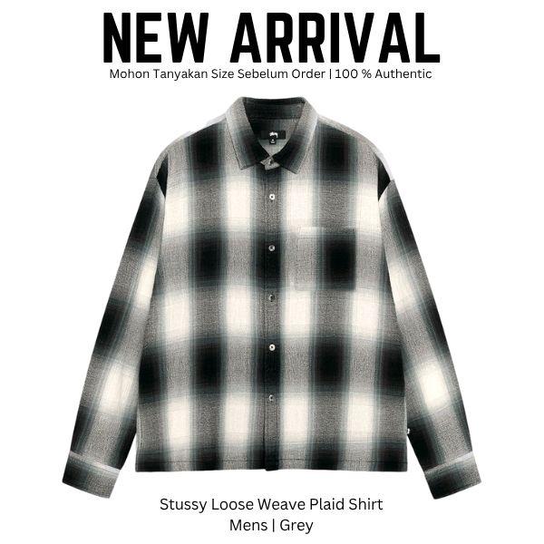Stussy Loose Weave Plaid Shirt Kemeja Pria Original 100%