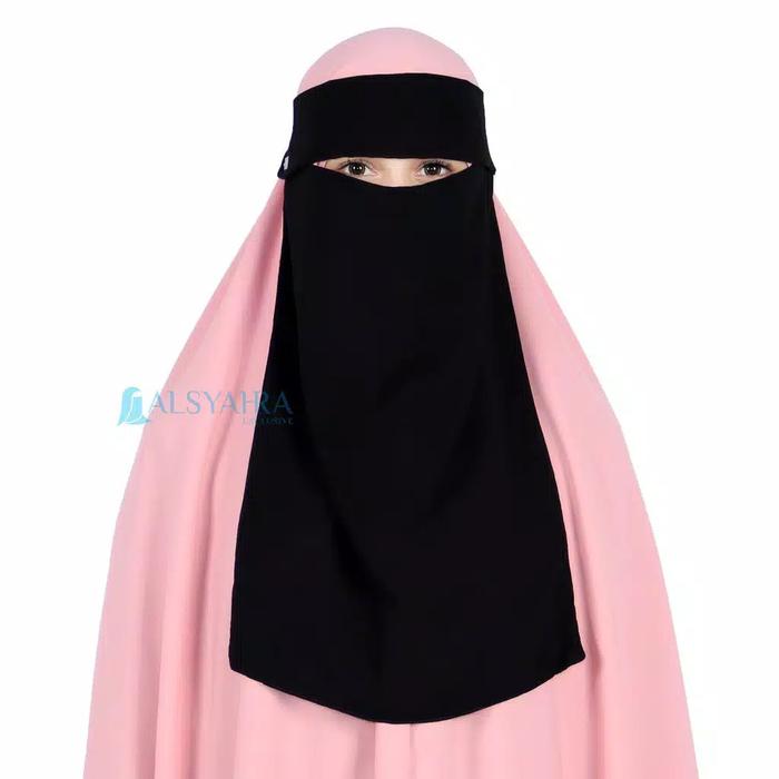 NIQAB PONI SIFON SILK JETBLACK BY ALSYAHRA EXLUSIVE - CADAR EXCLUSIVE
