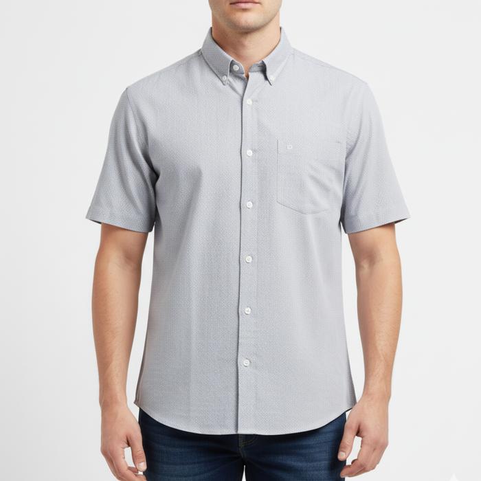 ULTIMO Kemeja Pria Lengan Pendek Kancing Kantong Saku Satu Kiri Polos Motif Corak Katun Regular Fit