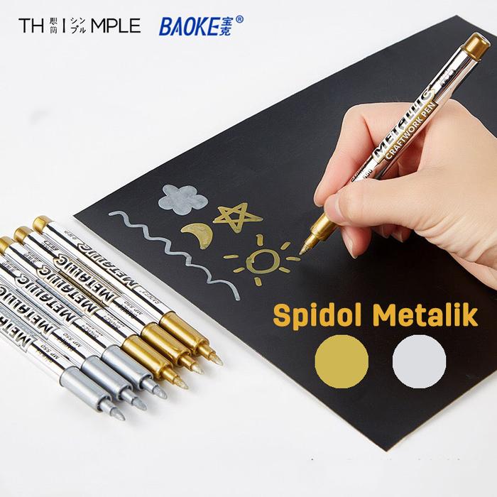 Pena / Spidol Warna / Tinta Metalik Emas / Perak / Metallic Craftwork / Scrapbook Pen / Paint Marker