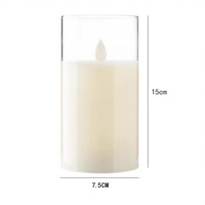 Lilin LED Dekorasi/Lilin LED Premium/Sumbu Goyang Gelas Akrilik/Desain 3D Tanpa Asap | Ditenagai Bat