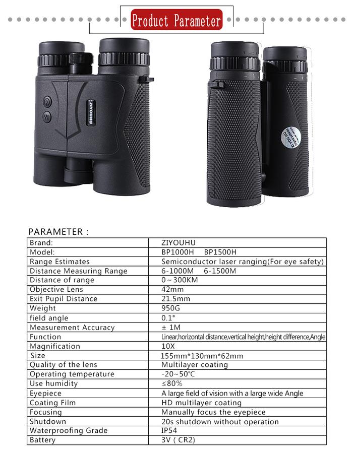 Caza Mini Laser Rangefinder Teleskop Senapan dengan Titik Merah 1200M