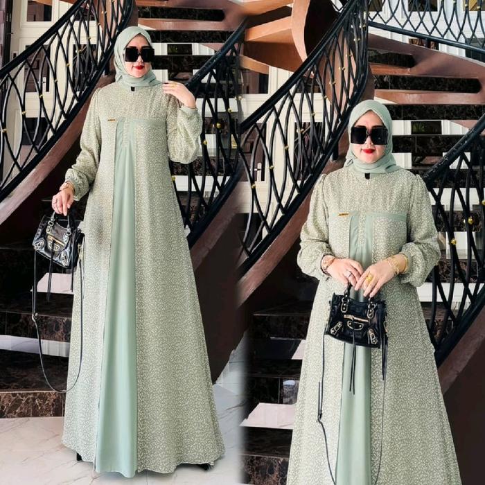 Syafeera Dress Set Hijab Bahan Ceruty  Babydoll Premium Motif Muslim Mewah Wanita Cantik