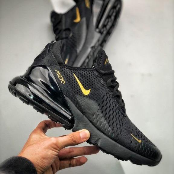 Sepatu Nike Air Max 270 Black Gold - Orιgιnal - Sneakers - premium quality - Bayar Ditempat COD Shoe