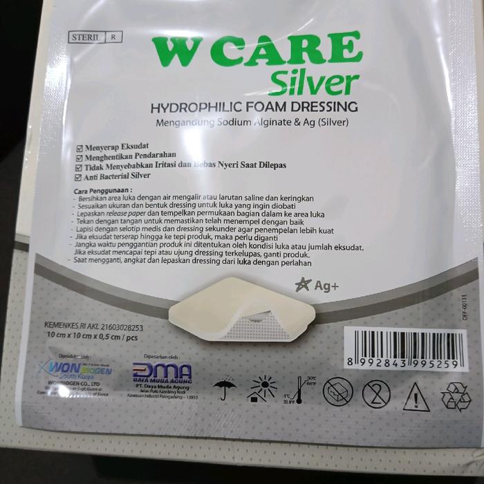 w care silvr hydrophilic foam dressing alginate dan ag silvr 1 lembar