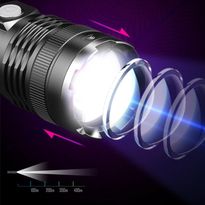 P70 Senter Cahaya Kuat Luar Ruangan Senter LED Jarak Jauh Zoom