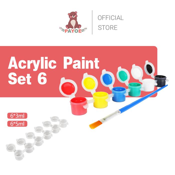 PAYOE Pot Cat Plastik Renteng 6x5ml dan 6x3ml Tabung Tempat Cat Acrylic Akrilik Paint Cup Strip