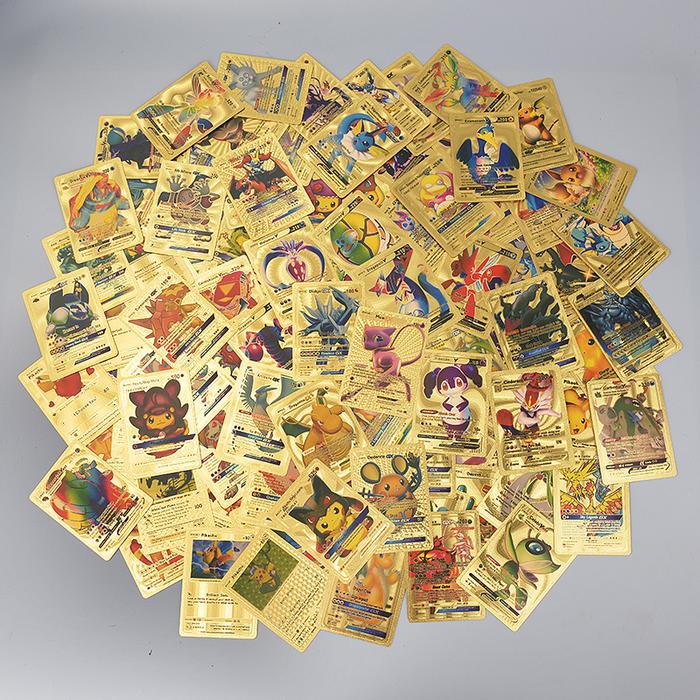 110 Buah Kartu Pokemon Logam Emas Perak Vmax GX Kotak Kartu Charizard