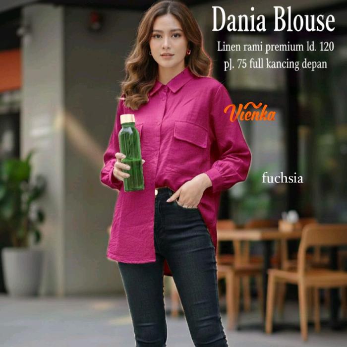 Dania atasan blouse katun linen Ld 120 jumbo XXL