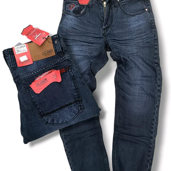 celana hugo class panjang pria abu abu / celana jeans reguler original pria dewasa