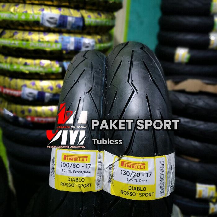 PAKET Ban Motor Pirelli Diablo Rosso Sport 100/80-17 & 130/70-17 For CB150R CBR Vixion R15 R25 Xabre