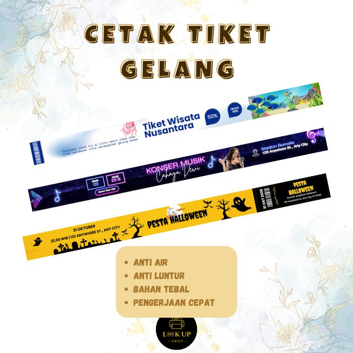 Cetak Tiket Gelang Kertas / Custom Tiket Gelang Konser / Custom Gelang Tiket Event