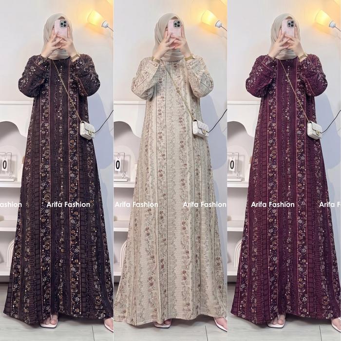 Arifa - Gamis Dress Rayon Kekinian - Gamis Balqis Dress Rayon Premium - Gamis Rayon Terbaru Mayaza D