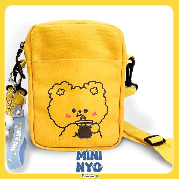 MININYO Sling Bag Cute Bear Tas Selempang Mini Wanita Fashion Anak Lucu Kanvas Motif Beruang Lucu