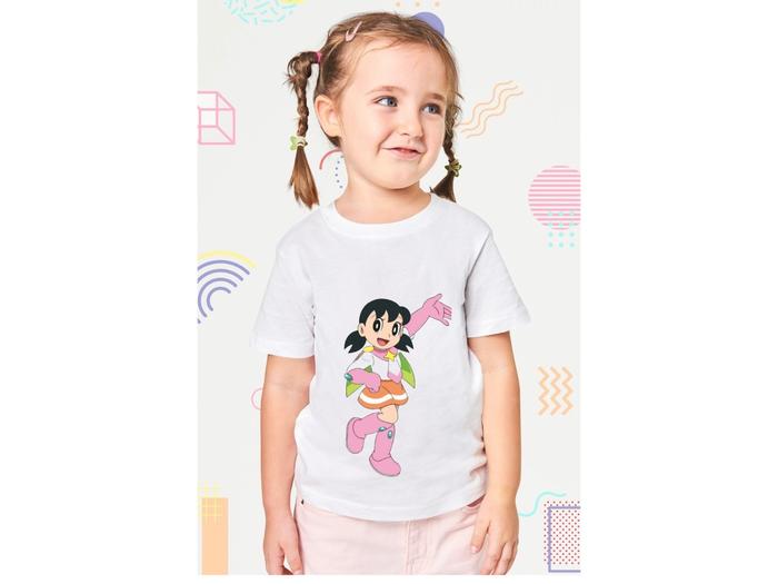 baju dtf anak motif karakter boneka kartun doraemon shizuka DN2 sablon sublim gambar 3D Kaos Fashion