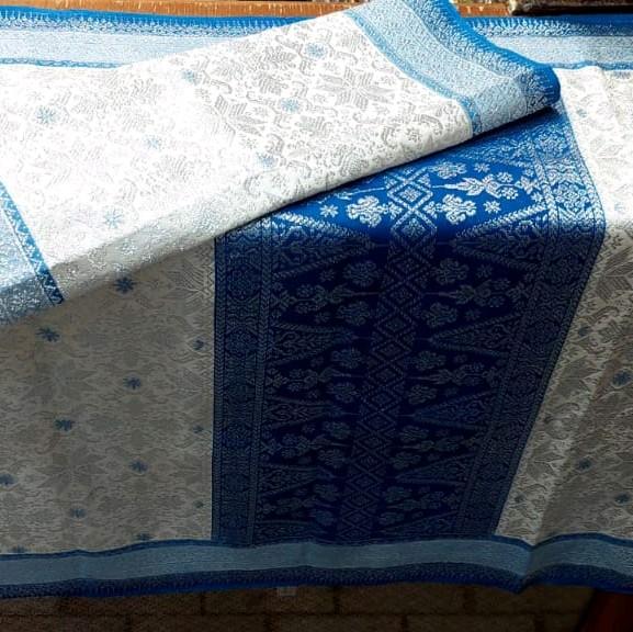 SONGKET LEPUS DIMENSI 5 NEGERI    BAHAN DASAR SUTRA GEBENG   BENANG KRISTAL SILVER ORI    WARNA PUTI