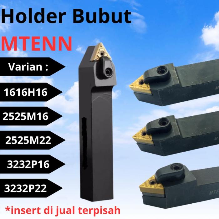 Holder Bubut MTENN 1616 2020 2525 3232 Stang Bubut Netral Untuk Insert TNMG