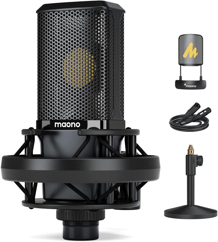 Mikrofon Kondensor MAONO PM500 XLR dengan Diafragma Besar 34mm,