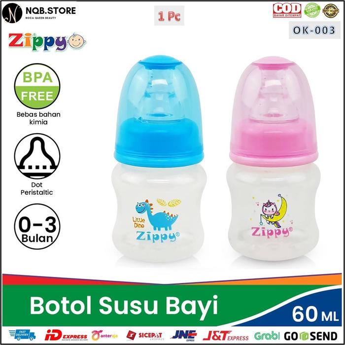 NQB - Zippy Botol Susu Atau Juice Bayi 60 ML Mini Dot Peristaltic Baby Bottle BPA Free 0-3 Bulan - O