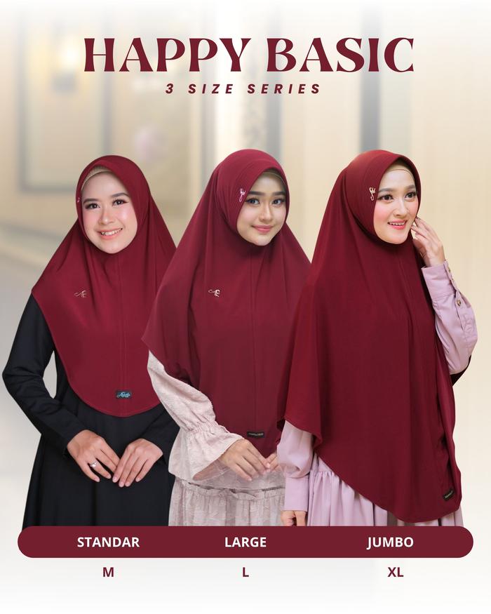 Azamka - Bergo Happy Basic - Jilbab Instant Oval 3 Size ( Ukuran M, L, XL ) - Hijab Dewasa Best Sell