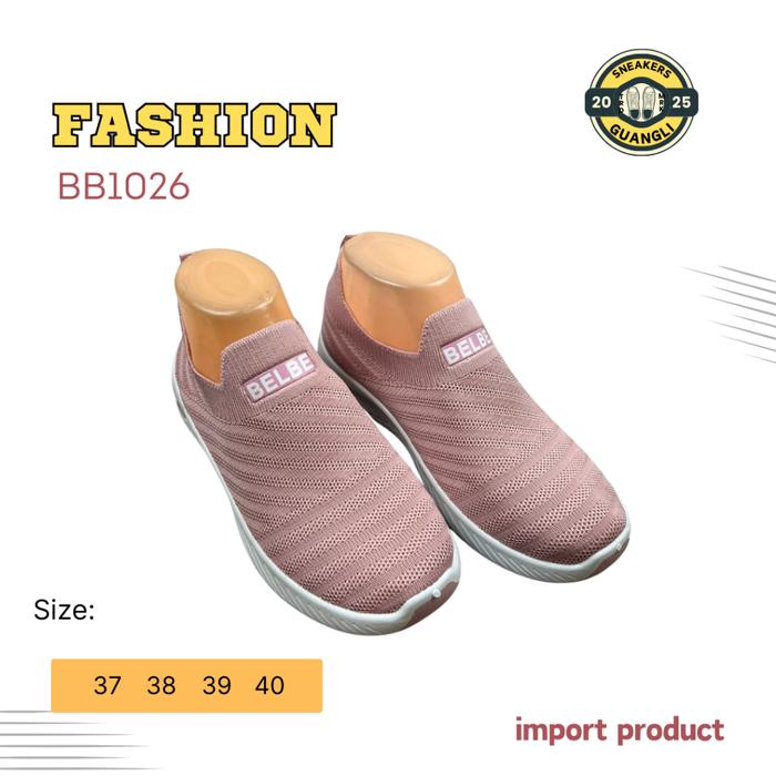 Belbe Sepatu Slip On Wanita Rajut 1026 | Sepatu Sneakers Nyaman & Ringan | Sneakers Slip On Wanita B