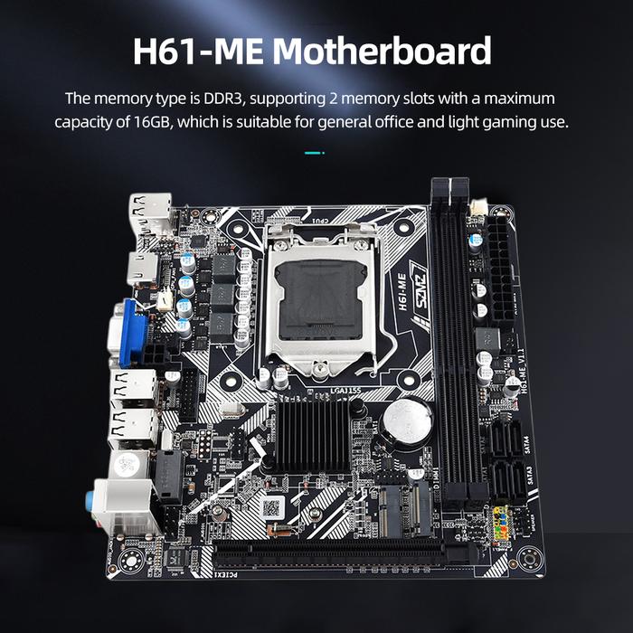 H61-ME Motherboard komputer DDR3 memori 16GB, Motherboard komputer