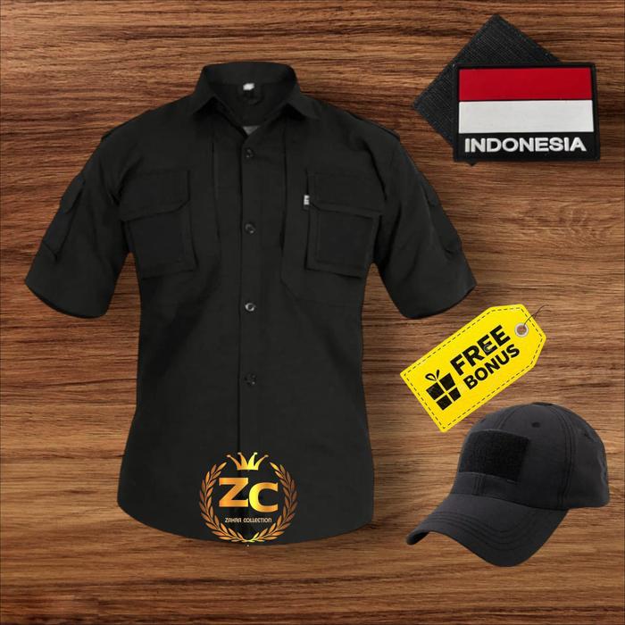 FREE TOPI KEMEJA 511 TACTICAL  PRIA LENGAN PENDEK Cowok Dewasa Distro Formal Army Hijau Hitam Abu Cr