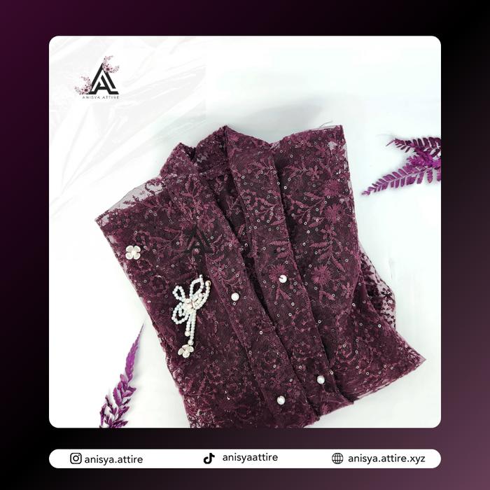 ANISYA ATTIRE-Sewa Kebaya Wisuda/Lamaran Burgundy dengan rok songket untuk Wanita - Dress - Pesta
