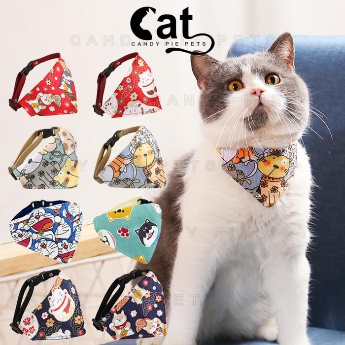 Kalung Kucing Syal Kalung Anjing Kecil Pola Trendi Yang Lucu Kalung Bandana Kucing Cat Collar