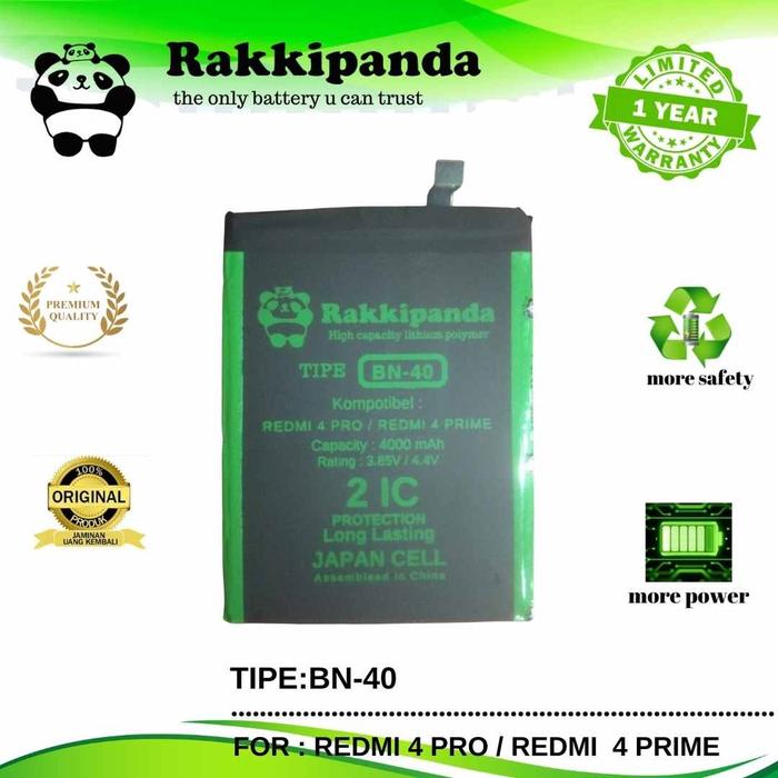 BATTERY BATRE rakkipanda baterai bn40 for redmi 4 pro / redmi 4 prime original garansi BN 40