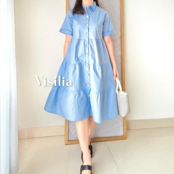 [VISILIA] Nara Dress | Korean Midi Babydoll Dres Bahan Katun Premium Pretty Aesthetic Basic Fashion 
