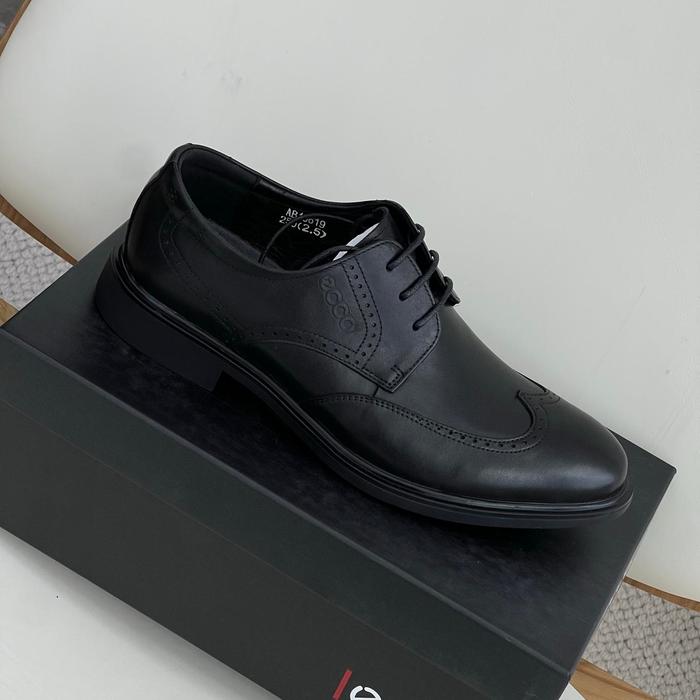Sepatu Formal Kulit ECCO Olahraga Hitam Cokelat Premium untuk Kantor Kerja Pria Nyaman Acara Shoes 4