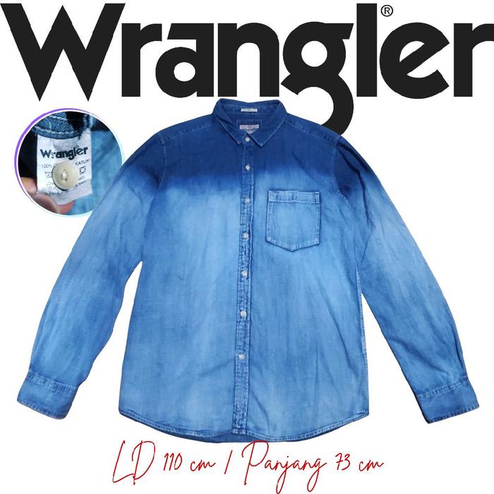 Wrangler Kemeja Lengan panjang Denim 2 tone color gradasi warna