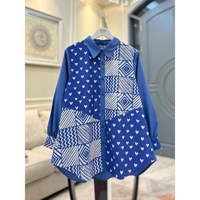 Kemeja Katun Ima Tuyobo Mix Batik Wonogiri Siang malam 4 sisi ori Edness Kayla