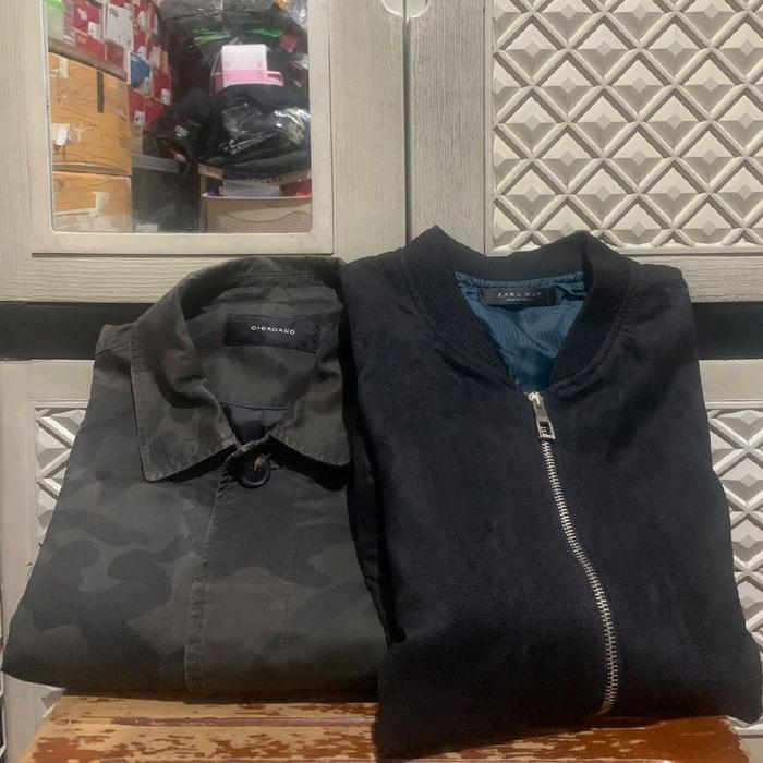 ORIGINAL OVERSHIRT ZARA JACKET BOMBER GIORDANO ZIPPER SUEDE CAMO