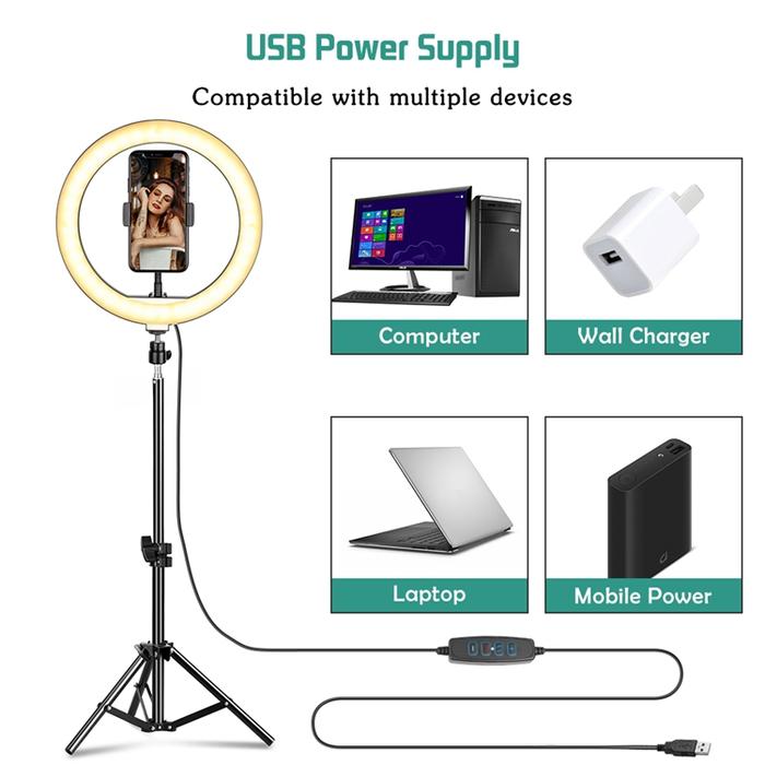 SH 35cm 14 inch Ring Light With Tripod Stand Usb Charge Selfie Led