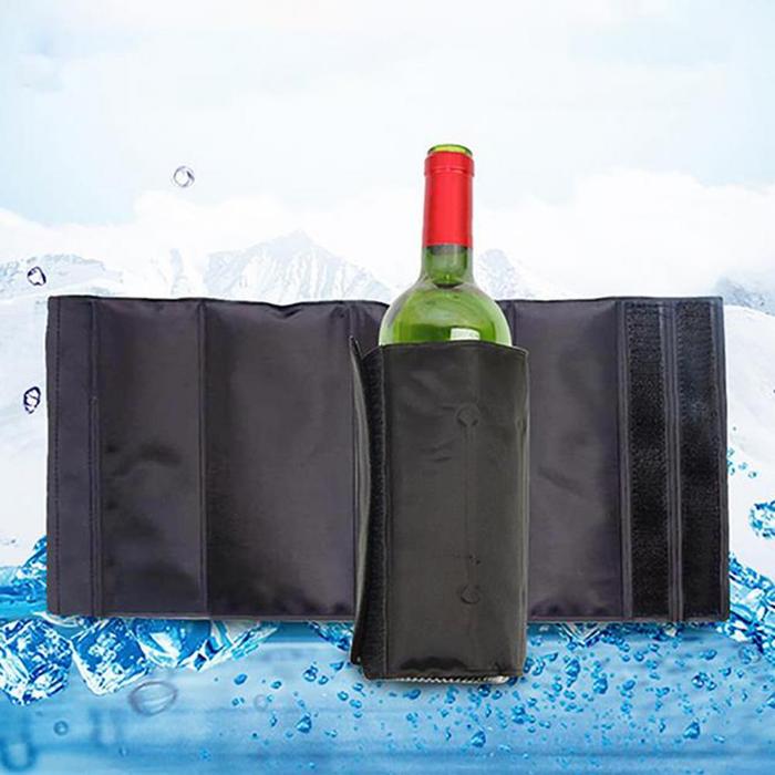 Wine Cooler Bag Wine Chiller Sleeve Portable Wine Cooler Ice Bag Quick Frozen Gel Foldable Fastener 