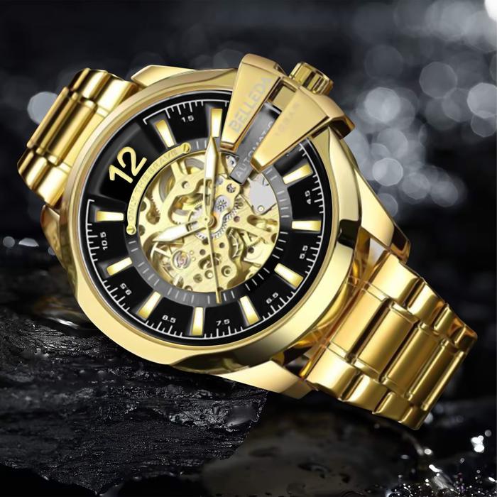 DISKON JAM TANGAN PRIA BELLEDA 9473 RANTAI AUTOMATIC ANTI AIR