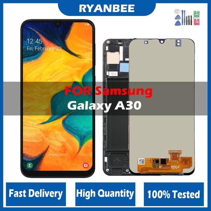 100% Tested AAA+ A30 A305/DS A305F Display Screen with Frame, LCD
