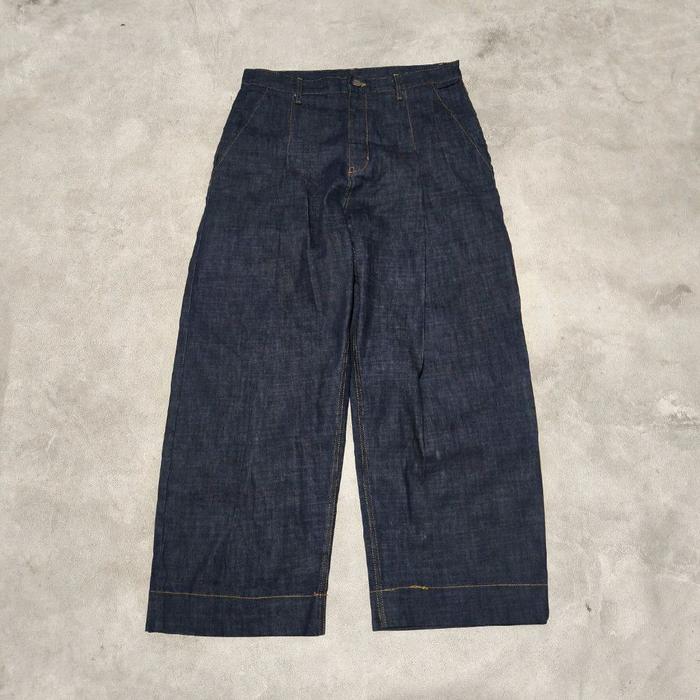 Celana panjang denim jeans baggy pria blue indigo bekas